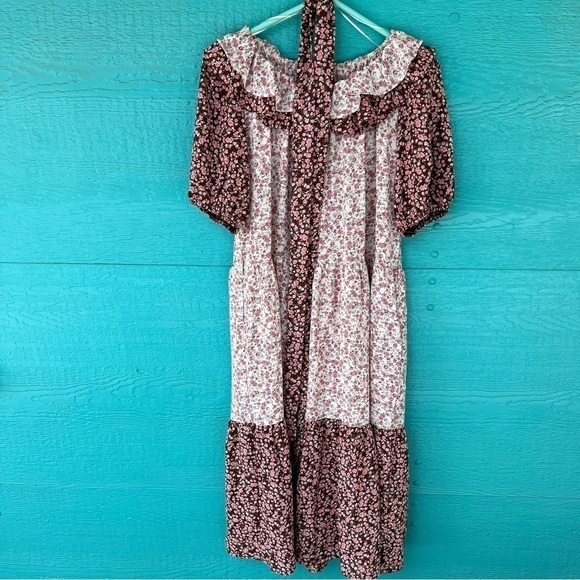 CLEARANCE PRARIE DRESS FLORAL TIERED RUFFLE MIDI SKIRT WITH BELT POCKETS SMALL - Picture 2 of 6